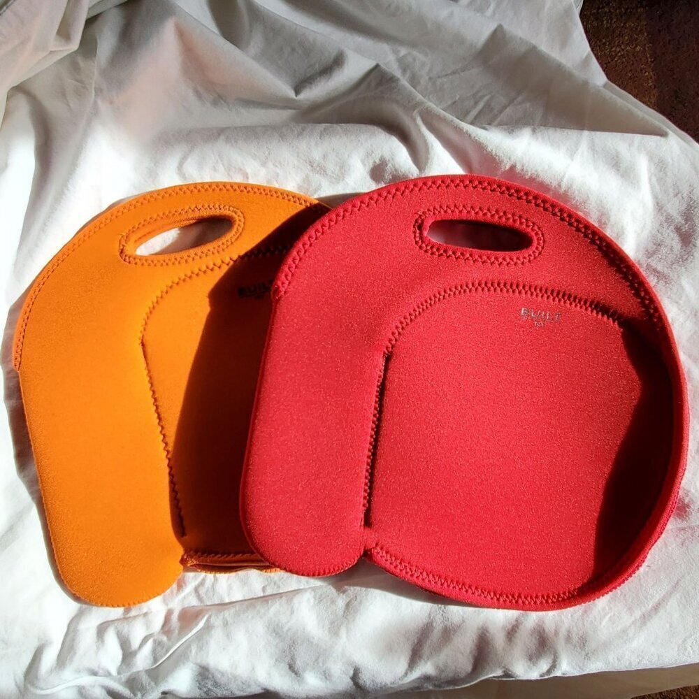 Built NY BYO Lunch Bags Neoprene Insulated Reusable Orange & Red Portable Tote‎